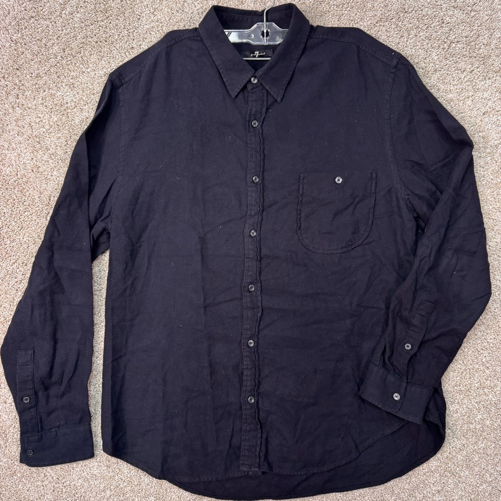 7 For All Mankind Shirt Mens XL AM0272V28 Black Long Sleeve Button Down EUC